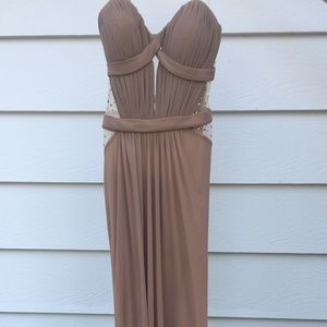 Strapless long prom dress, unique open back